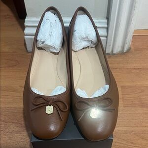 Vince Camuto Brown Leather Loafers with Bow